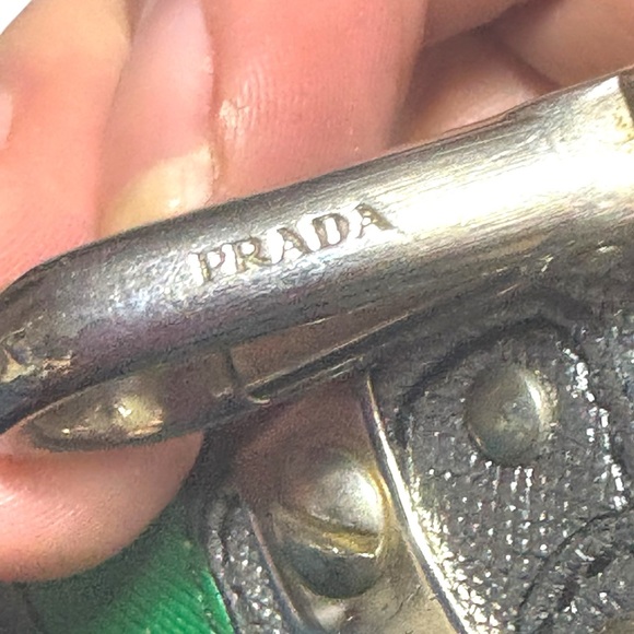 Prada Silver and Green Flower Keychain Flower RARE!With COA - Picture 4 of 7